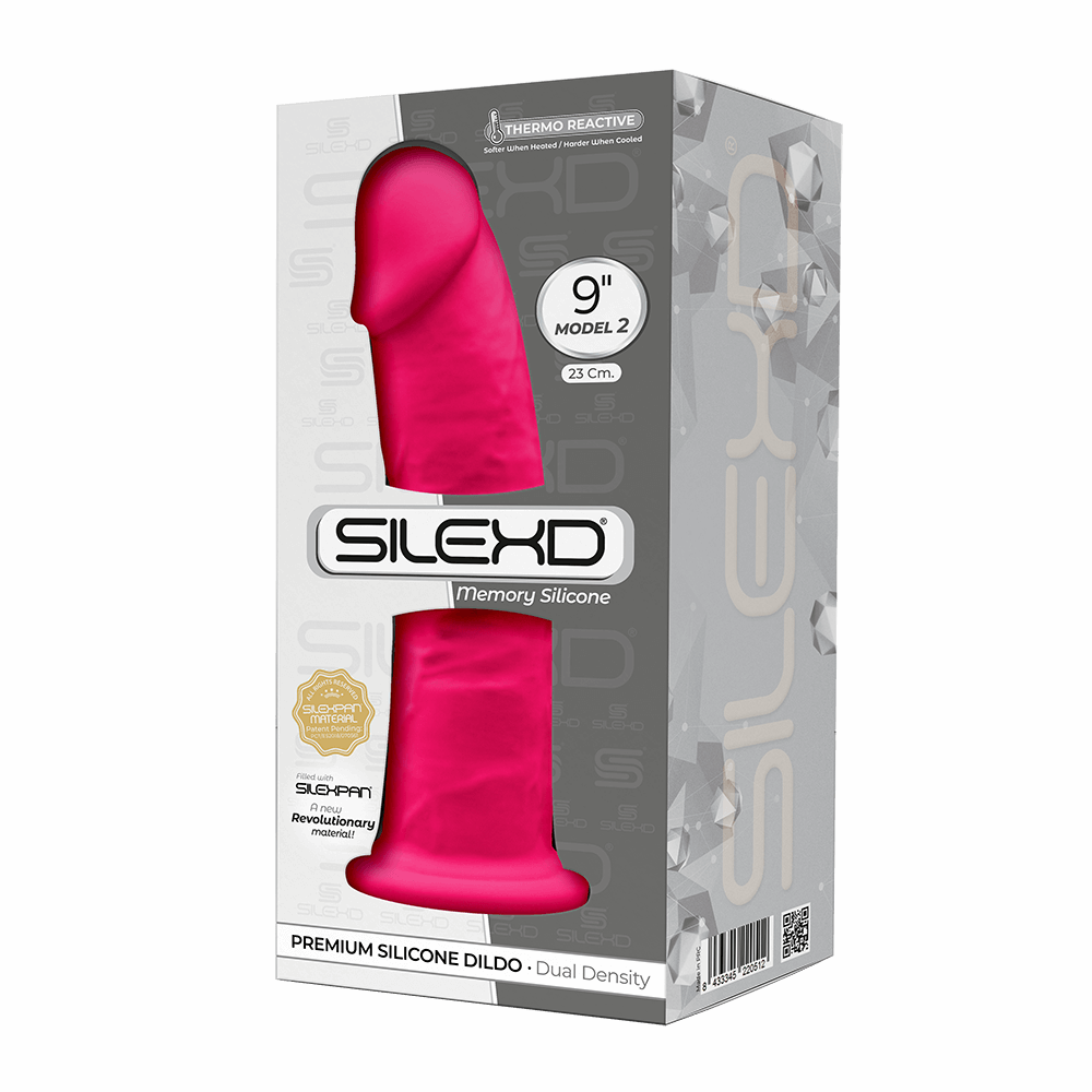 Silexd 9 Inch Model 2 Pink Premium Silicone Dildo Dual Density