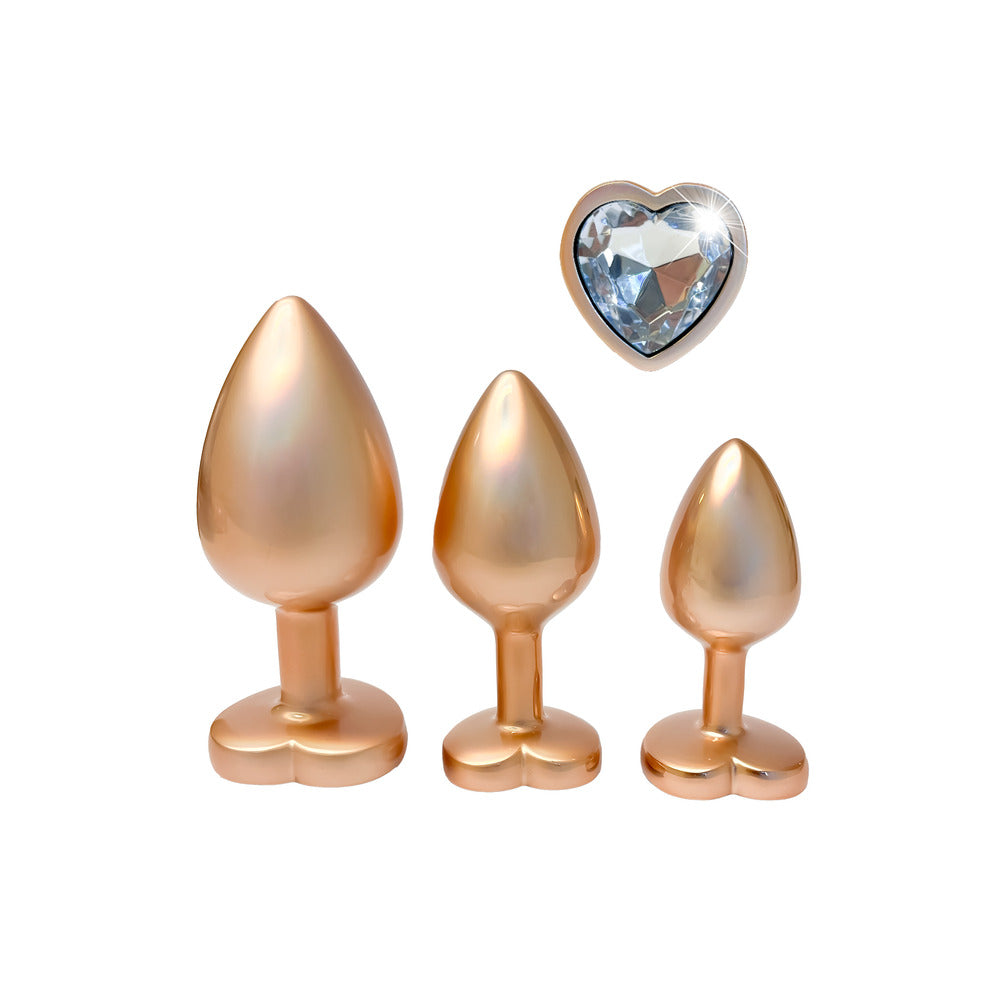 Gleaming Love Pearl Gold Set – 3 Size Aluminium Jewel Butt Plugs