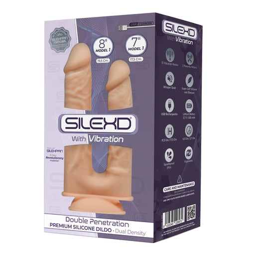 Silexd Model 1 Double Penetration Flesh Silicone Dildo (8 Inch and 7 Inch)
