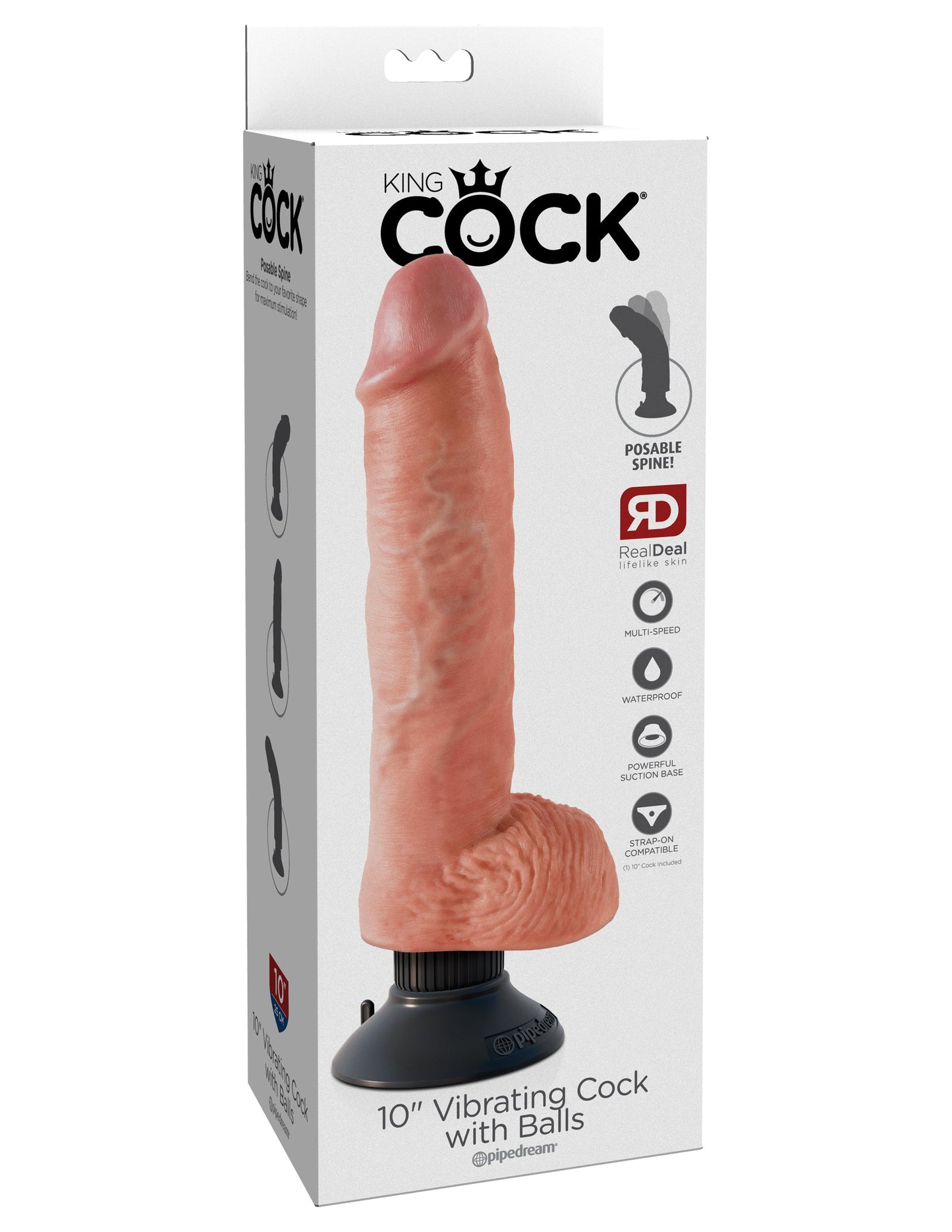 King Cock 10 Inch Vibrating Cock with Balls 25.4 cm Vibrating Dong