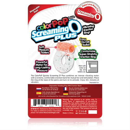 Screaming O Colour Pop Quickie Plus – Vibrating Erection Ring