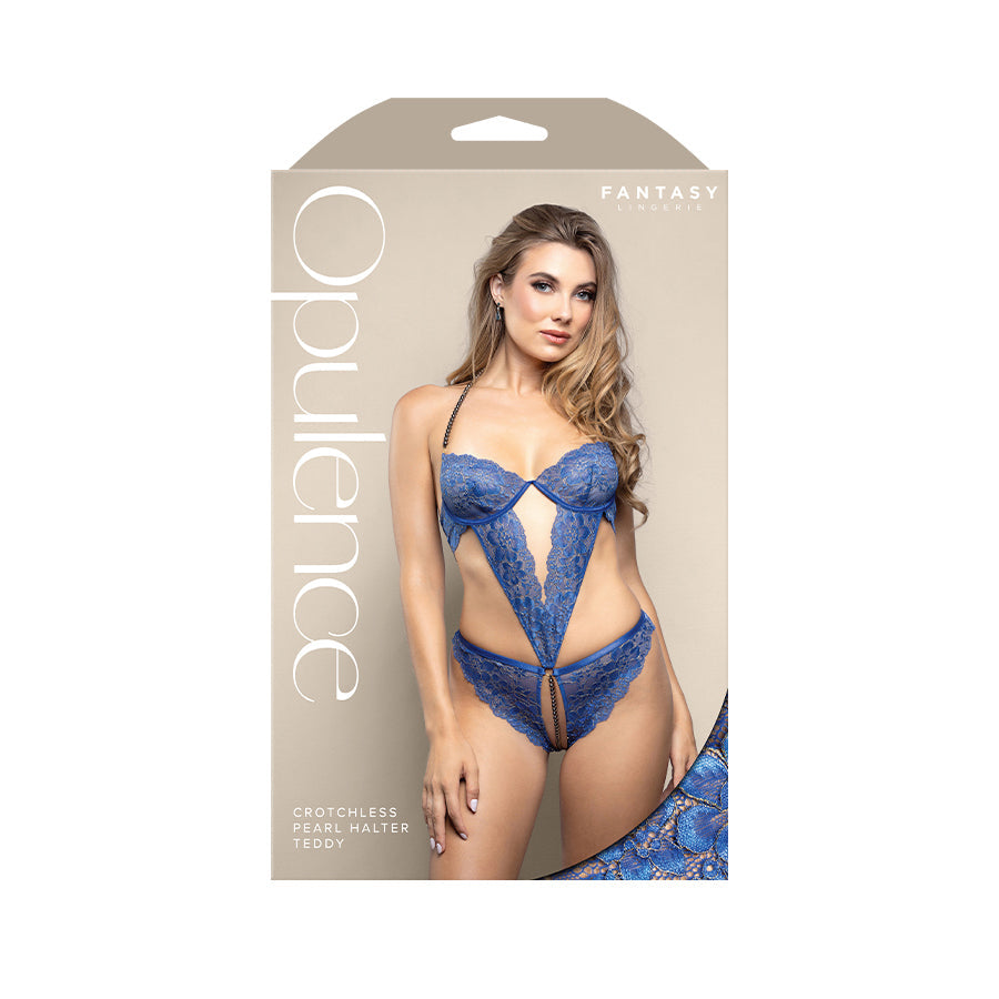 Opulence Crotchless Pearl Halter Teddy – Lace Lingerie S/M Size