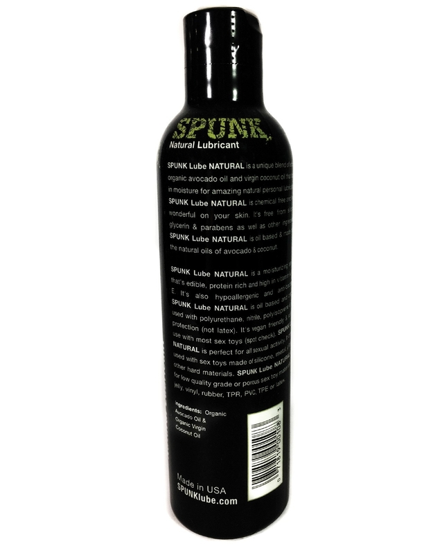 Spunk Lube Natural – Edible Organic Coconut and Avocado Oil Lubricant 8 Fl Oz