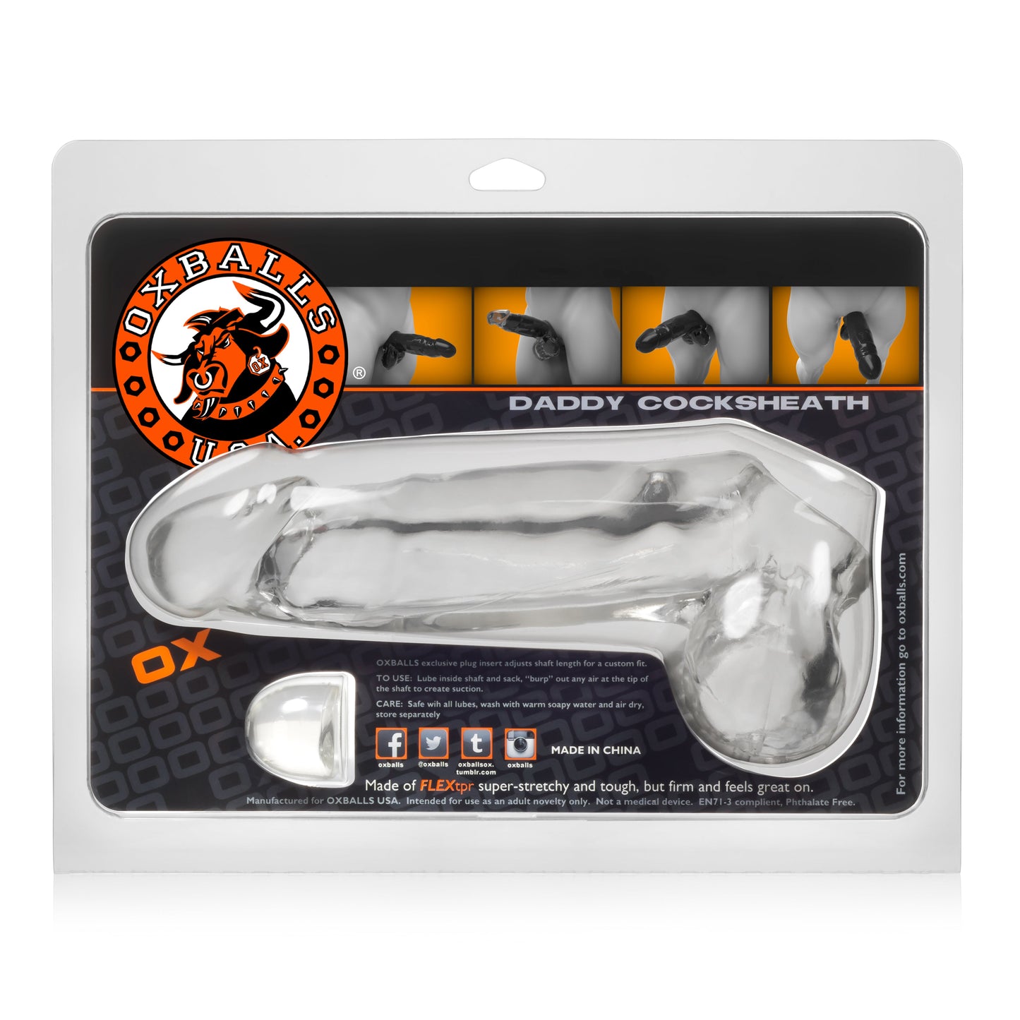 Daddy Cocksheath w Balls Clear 10 Inch Length