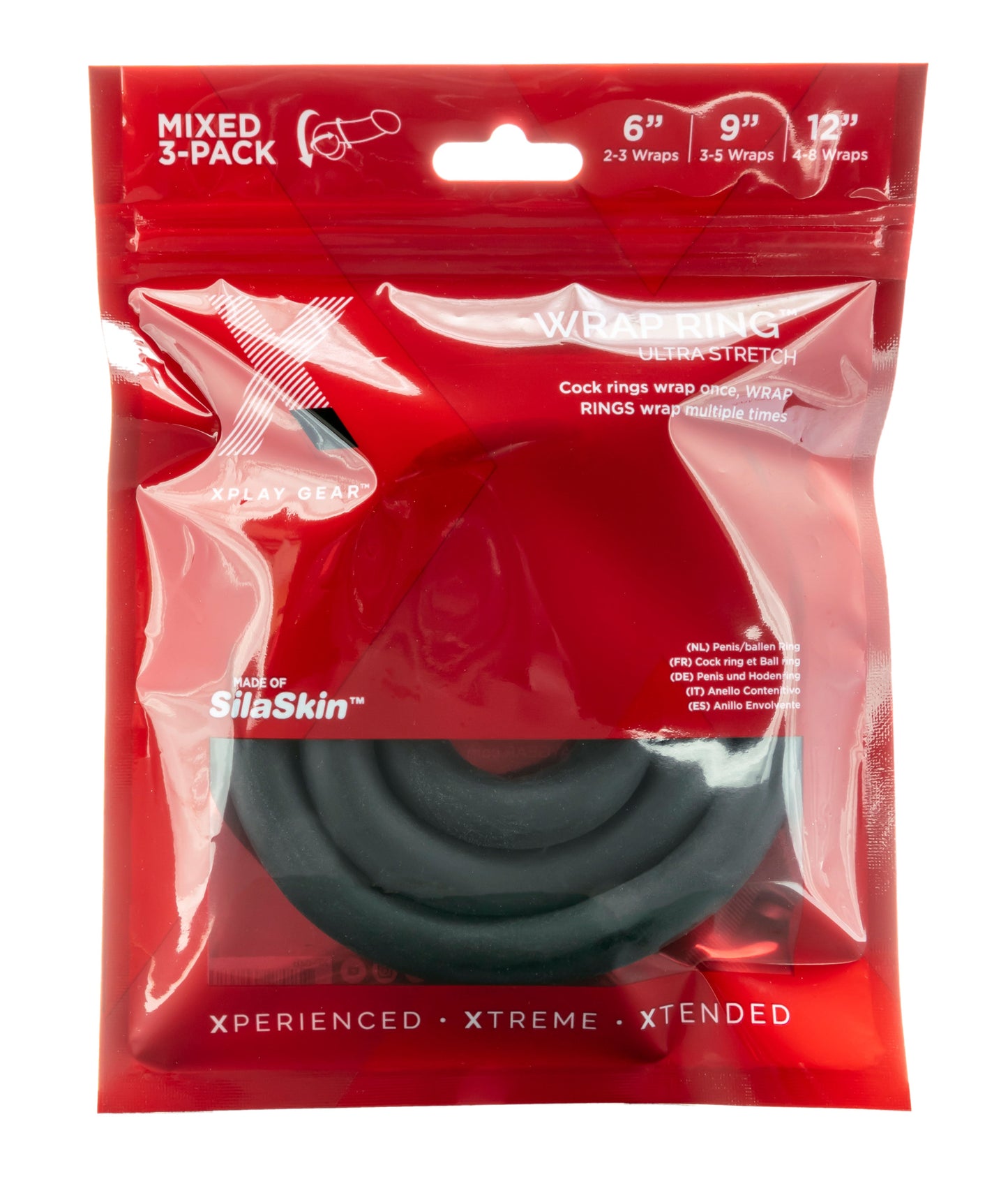Perfect Fit XPlay Gear – Ultra Stretch Wrap Rings Set 6, 9, and 12 Inch Penis Rings