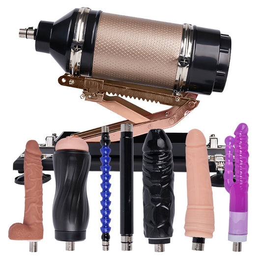 Acmejoy - Iron Titan 400 Strokes/Mins 5 IN 1 Accessories Dildo Sex Masturbation Machine Gold Dildos