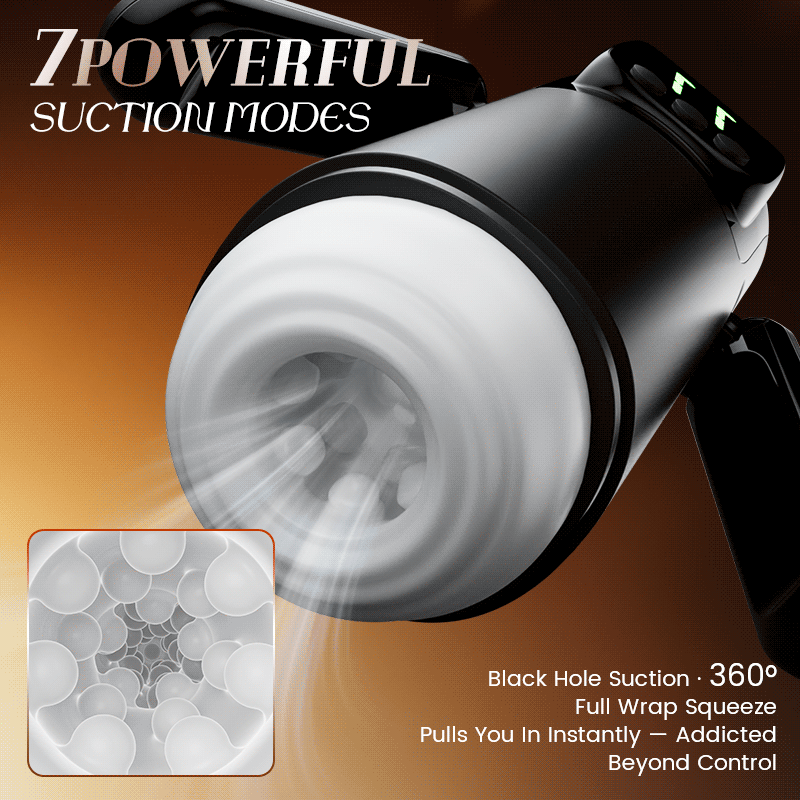 Phantom - 7 Suctions 7 Vibrations Dual Handles Large Granule Channel Texture Male Stroker Masturbation Cup