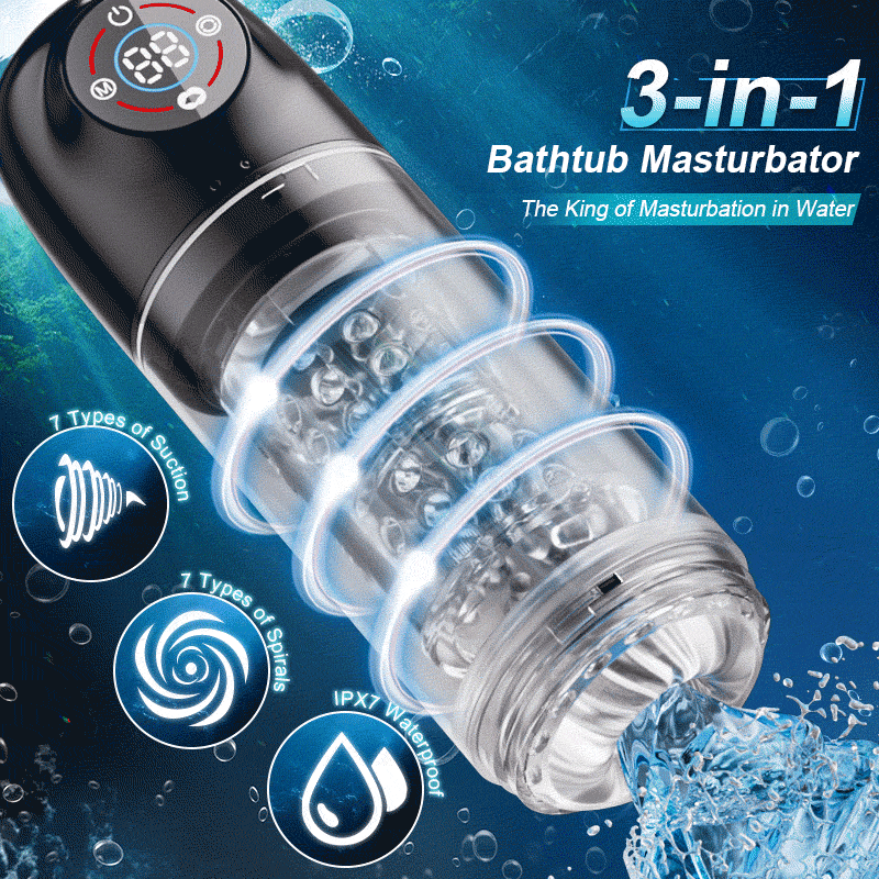 Poseidon - 7 Sucking Rotating Licking Male Stroker Bath Masturbator Masturbation Cup