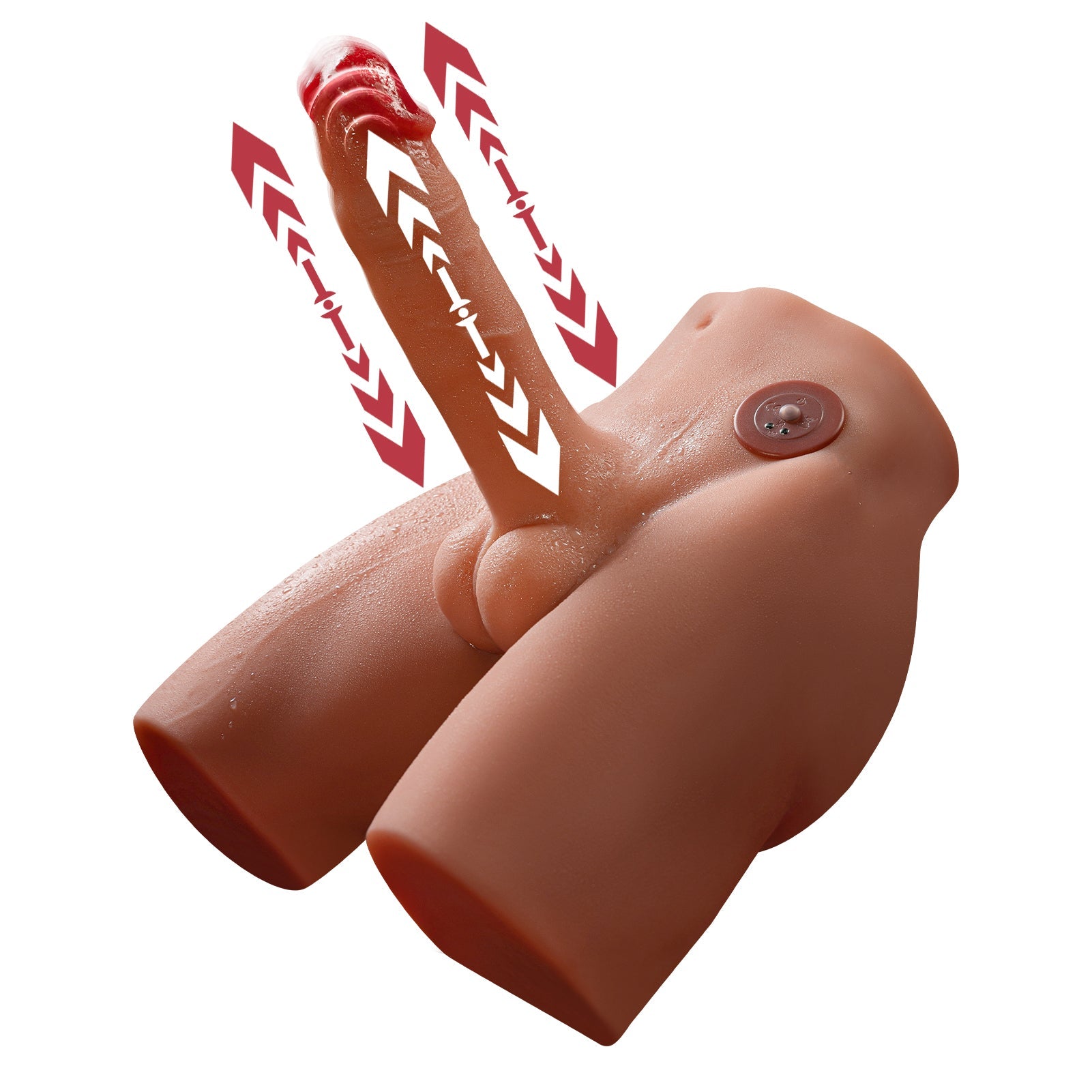 Eronight - Realistic Butt with 7 Inch Thrusting Vibrating Dildo Brown Brown Masturbators