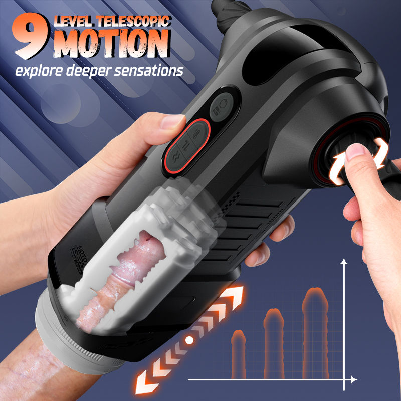【Automatic Handle】 Motopulse - 2 heating modes, 9-frequency telescopic vibration, Handle adjustment, Male Stroker Masturbation Cup