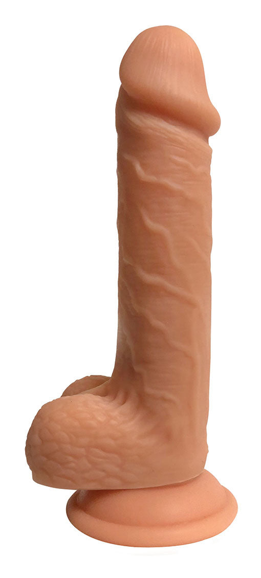 Easy Riders 7 Inch Dual Density Flesh Silicone Dildo with Balls and Suction Cup