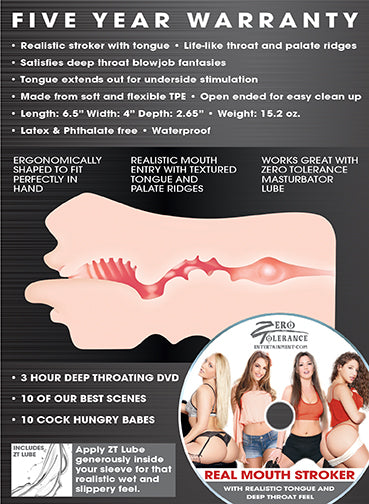 Zero Tolerance Real Mouth Masturbator 6.5 Inch – Realistic Male Masturbator
