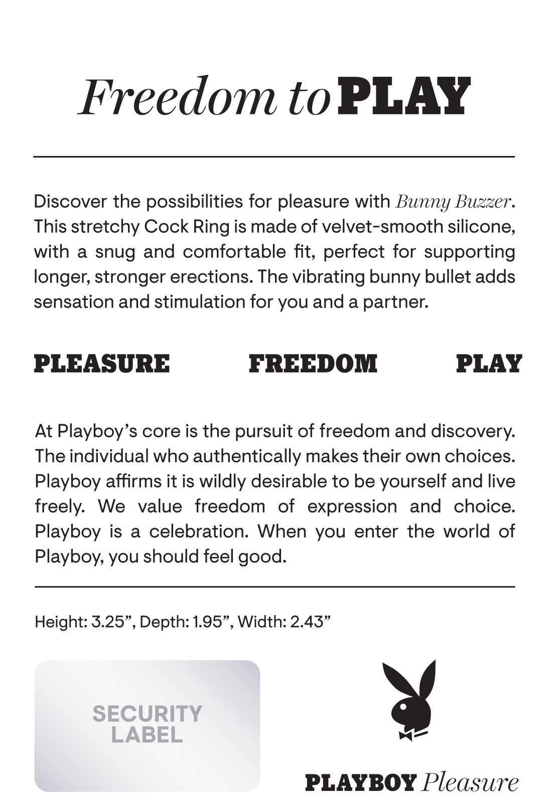 Playboy Pleasure Bunny Buzzer Vibrating Cock Ring