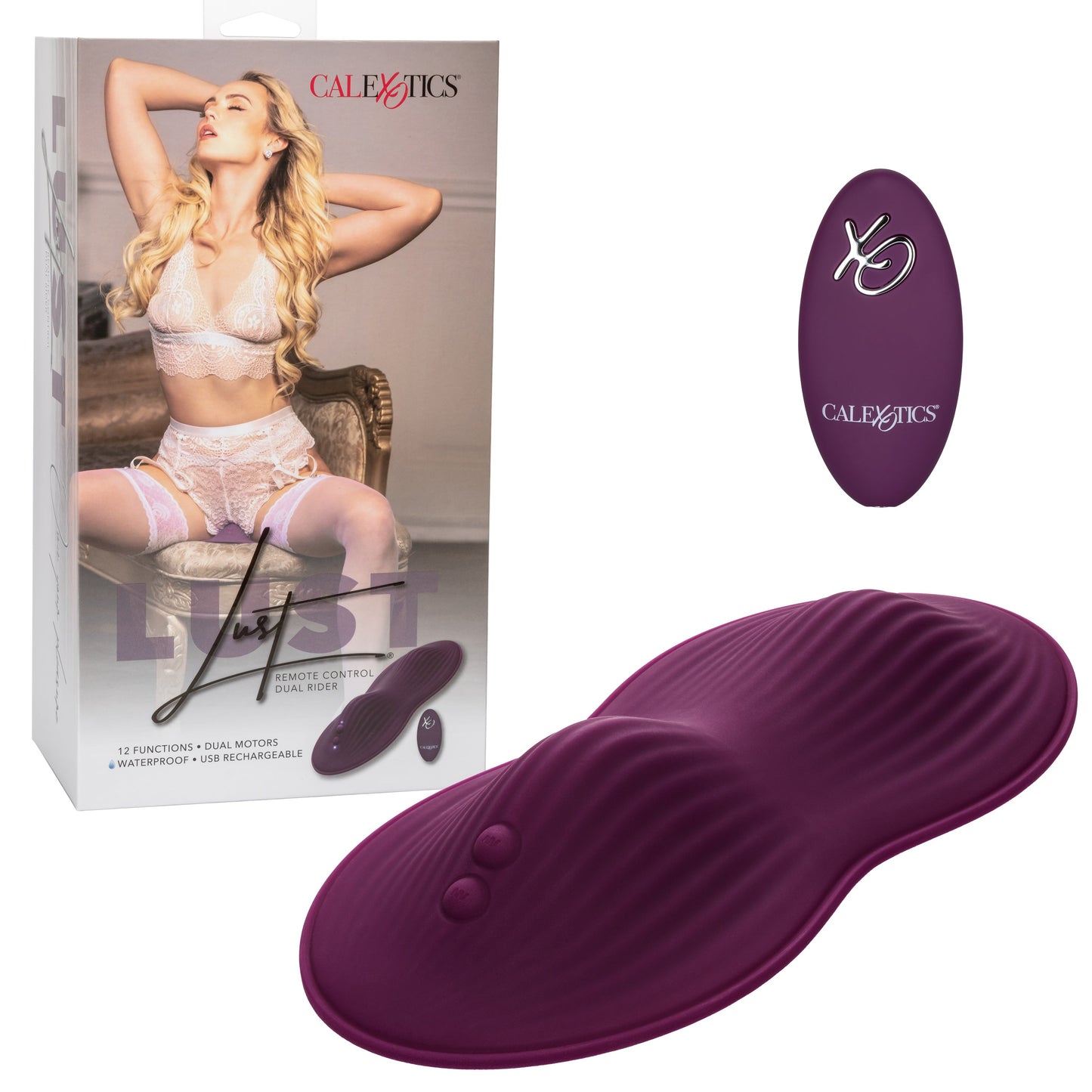 CalExotics Lust Remote Control Dual Rider (Purple) – Waterproof Silicone Massager with Dual Motors