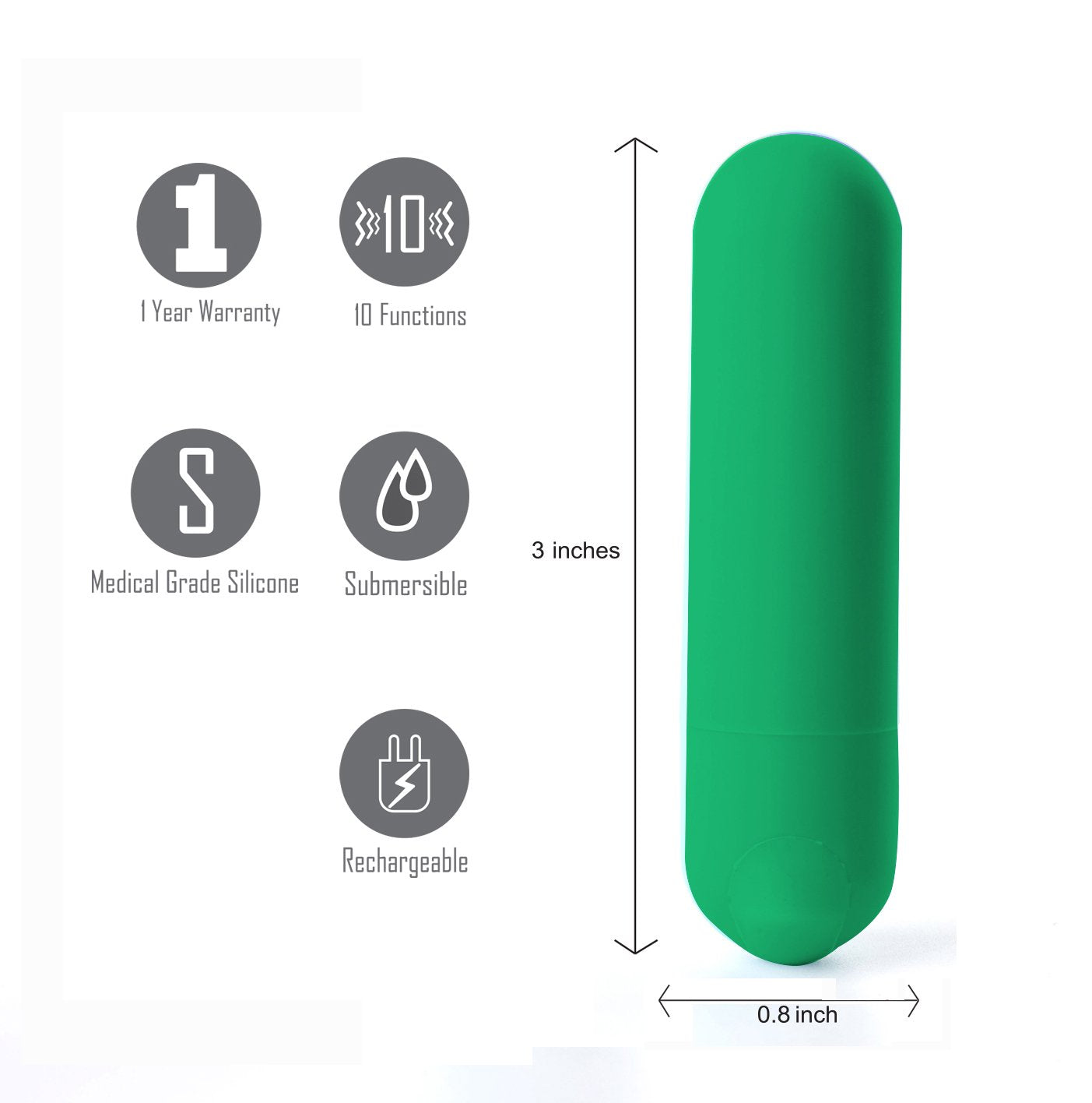 Maia Jessi (Emerald) – USB Rechargeable Bullet Vibrator 7.6 cm