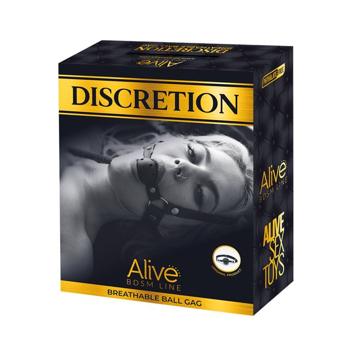 Alive Discretion Black Breathable Ball Gag 64 cm Length, 4.5 cm Diameter, Waterproof IPX8
