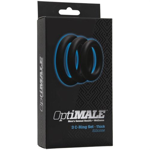 Optimale 3 C Ring Set (Black) – Thick Silicone Cock Rings With 32mm, 37mm, and 42mm Diameters