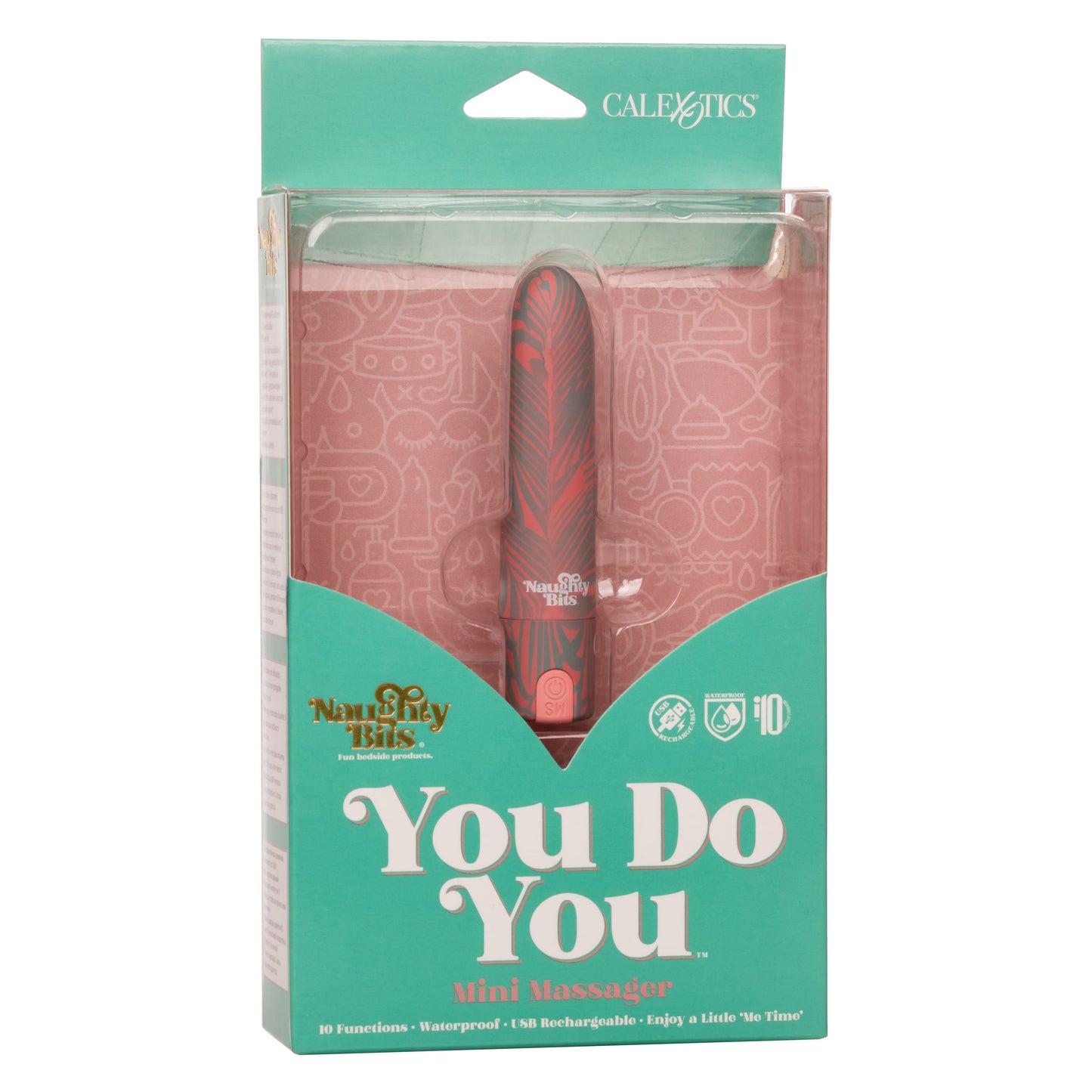 Naughty Bits You Do You Mini Massager 3-Inch Silicone Bullet with Floral Pattern and 10 Vibration Functions