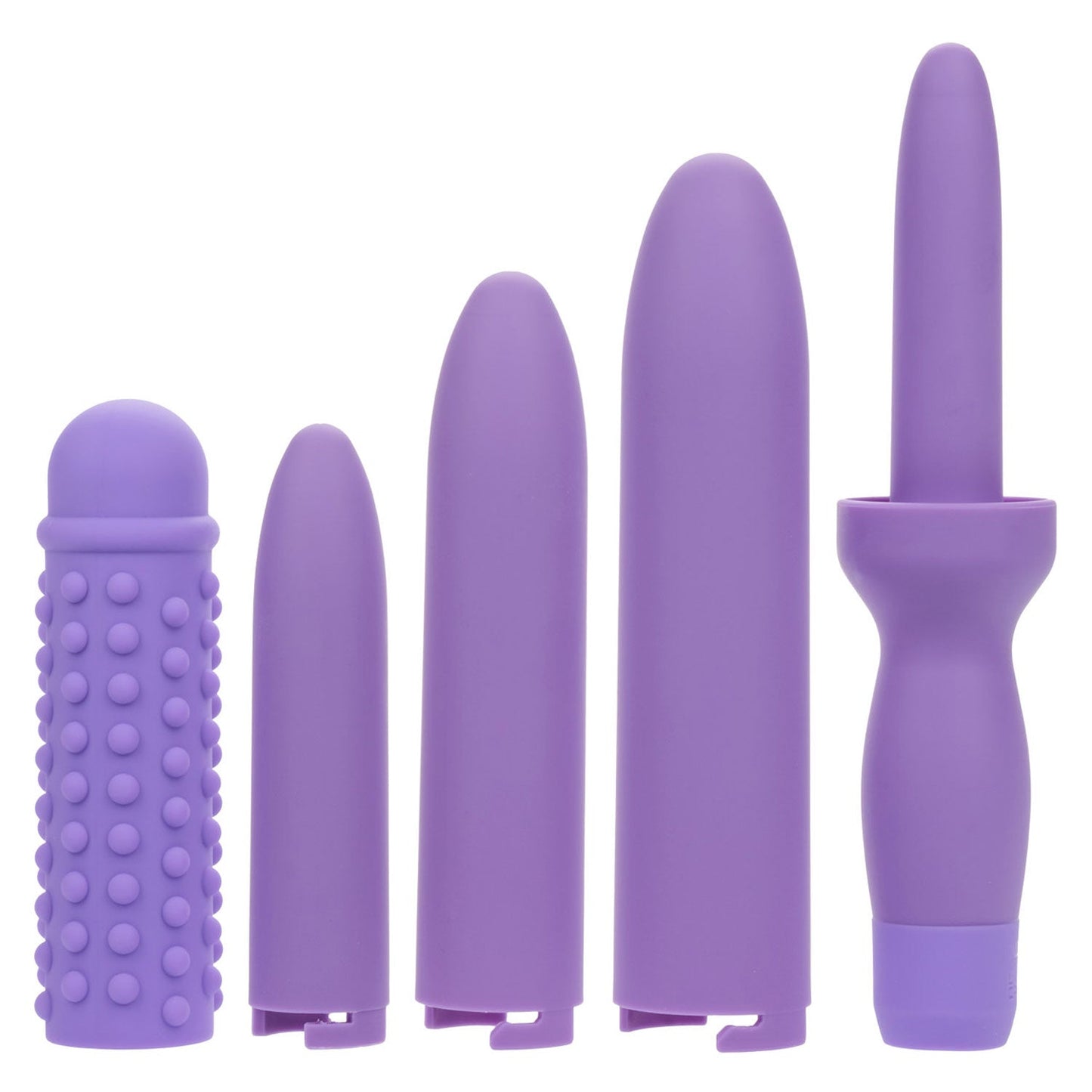 Dr. Laura Berman Dilators Set with Four Locking Sizes and Premium Silicone Textured Sleeve in Purple