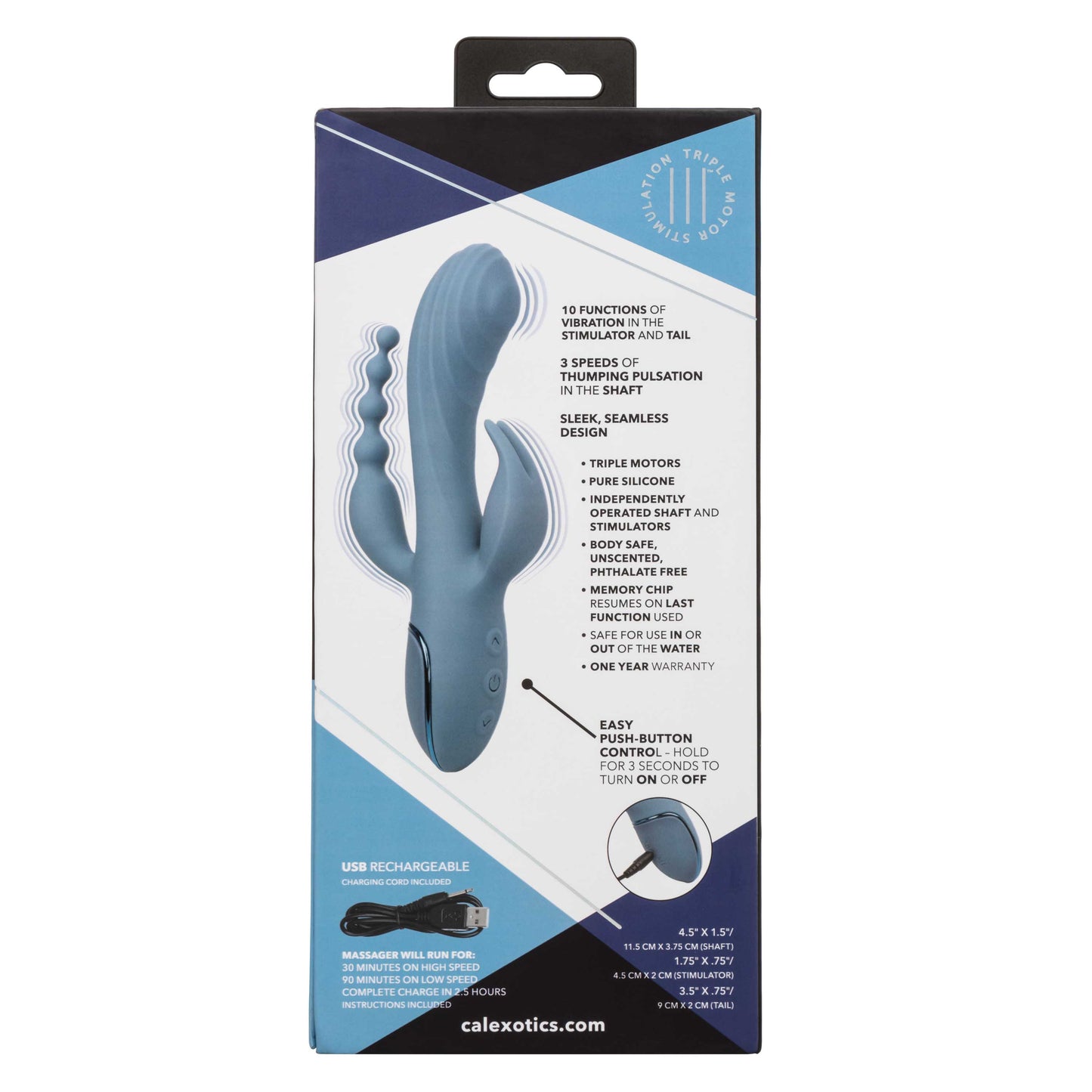 Triple Motor Vibrator Massager With Beaded Tail