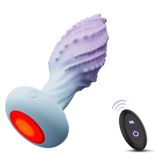 Little Monster - 360° rotating anal vibrator, 10 vibration frequencies, 7-color LED light Blue Anal Toys