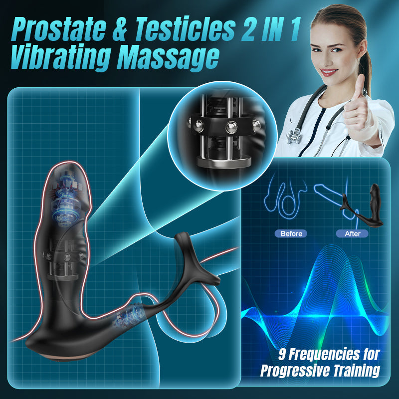 Blossom - 9 Wriggling Swaying Male Prostate Toy with Cock Ring Anal Toys