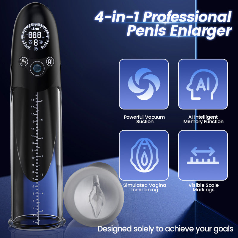 BathFun - Professional Penis Pump Powerful Vacuum Fully Waterproof Intelligent Training Function Penis Pumps