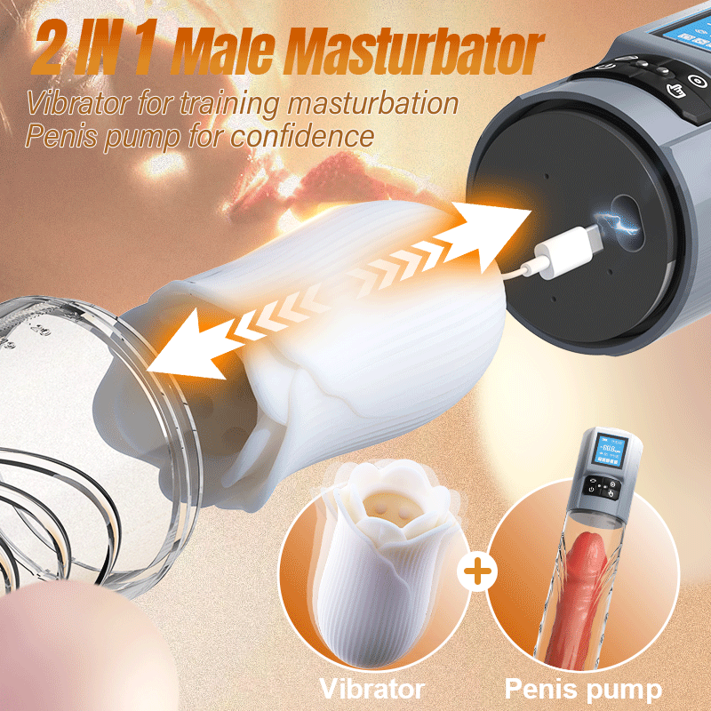 Acmejoy - Robert 2 IN 1 Powerful Vibrating Masturbator Penis Pump with Manual Mode Penis Pumps