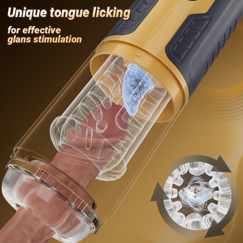 CREAMPIE - 5 IN 1 Licking Massage Thrust Rotation Vibrating Burst Stroker Masturbation Cup