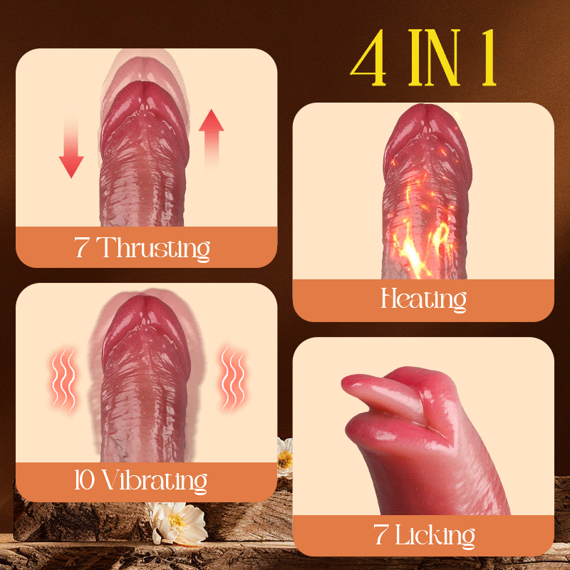 LickMax - UPGRADED 10.43 In Longer Licking Heating Thrusting Swinging Lifelike Dildo Dildos