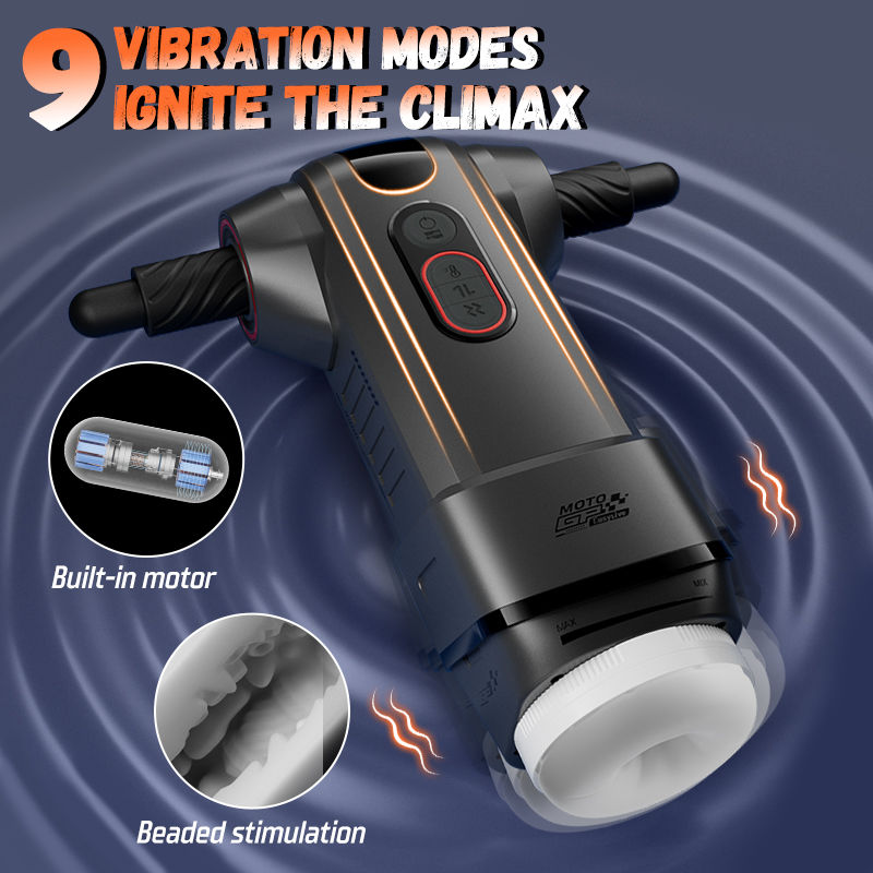 【Automatic Handle】 Motopulse - 2 heating modes, 9-frequency telescopic vibration, Handle adjustment, Male Stroker Masturbation Cup