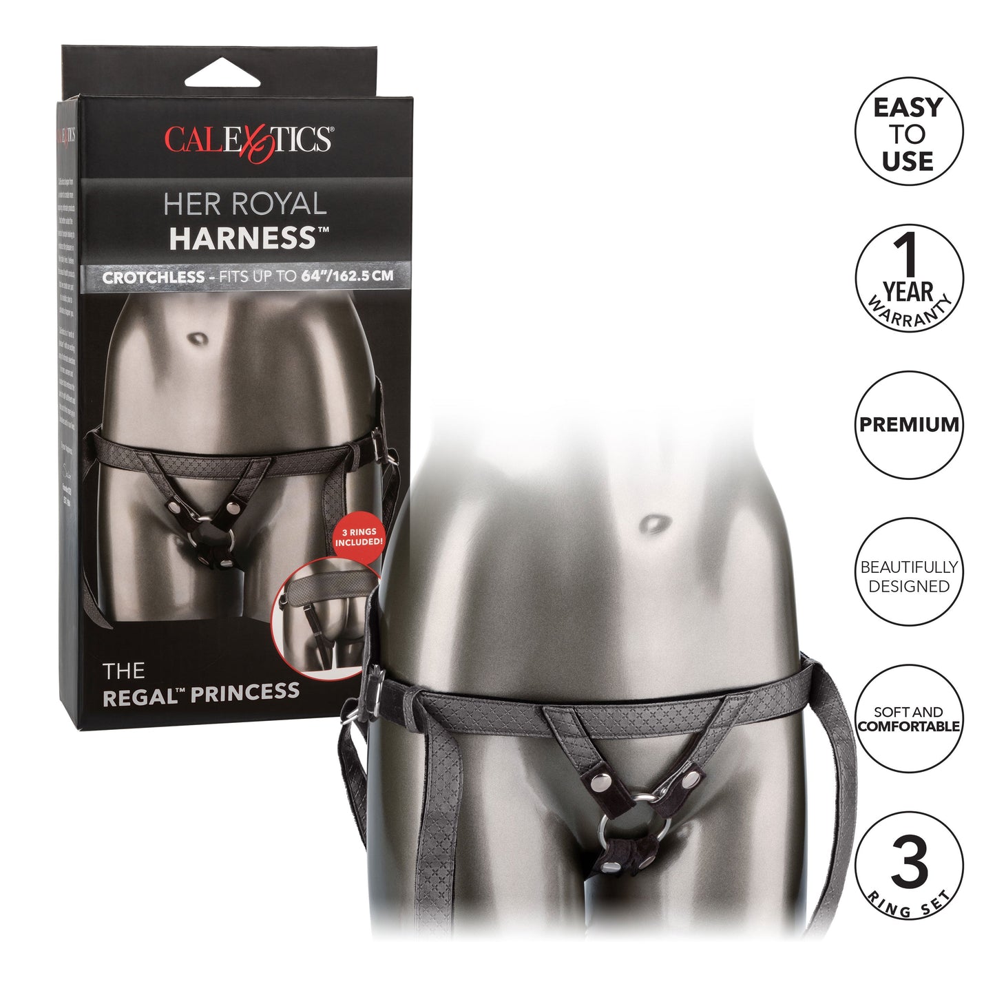Her Royal Harness Regal Princess Crotchless Harness Pewter