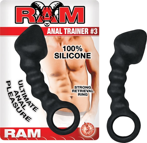 Nasswalk Toys Ram Anal Trainer (Black) – Waterproof Silicone Anal Beads 5.5 Inch