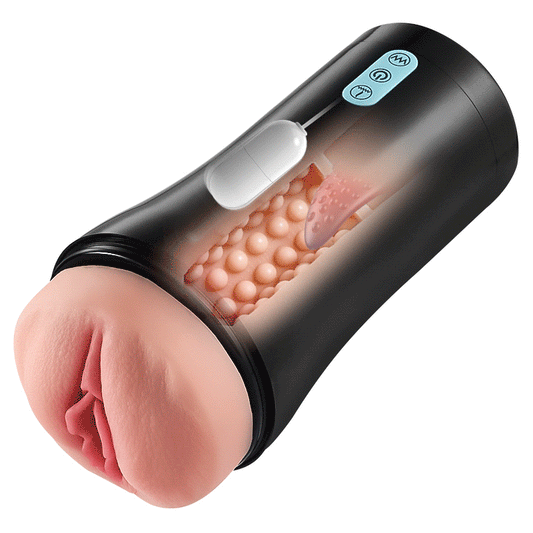 James - Classic 10 Tongue Licking 10 Vibrating Male Stroker Black Masturbation Cup