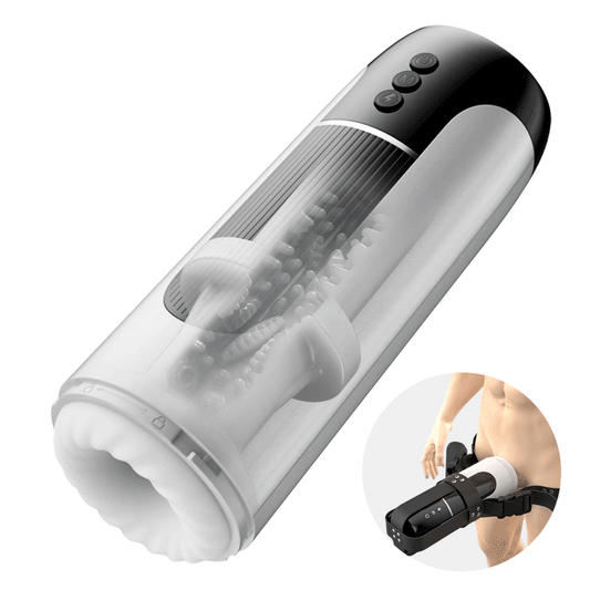 Saith - Wearable Thrusting Heating Masturbator White Masturbation Cup