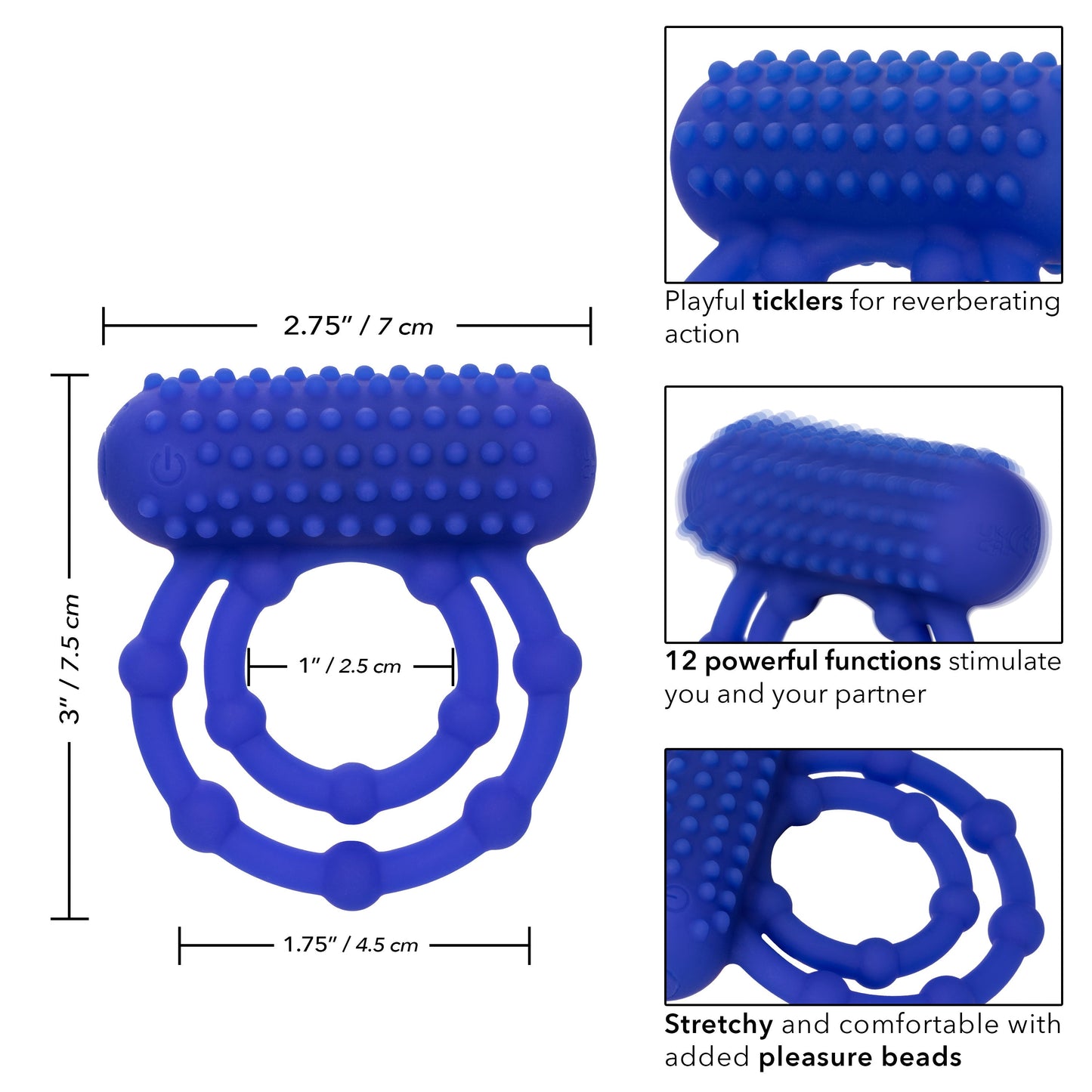 Maximus 10 Bead Rechargeable (Black) – Stretchy Silicone Cock Ring