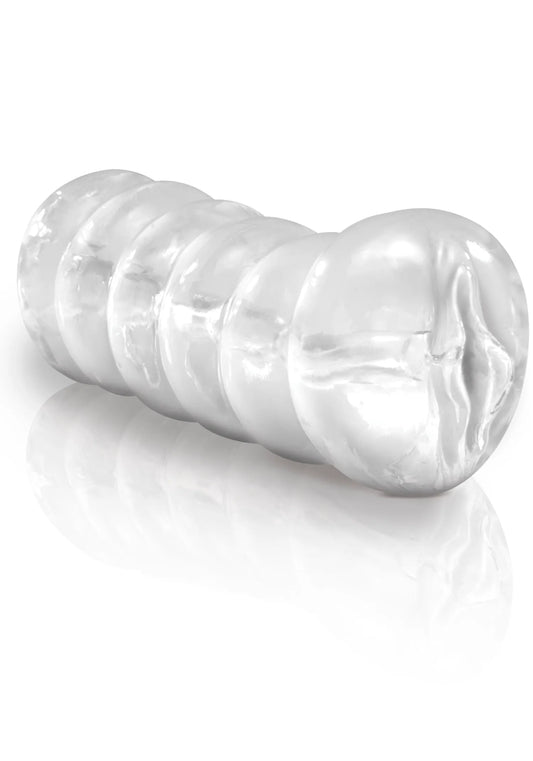 Pipedream Extreme Clear Leader Snatch – Clear Handheld Masturbator