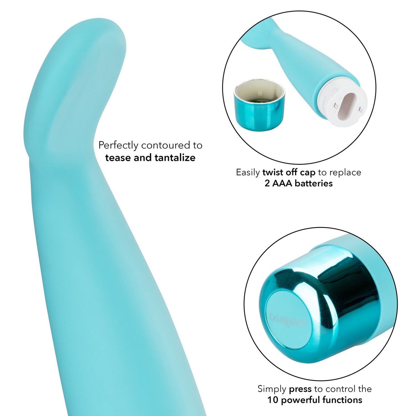 Eden Scoop Flexible Blue Silicone Massager with 10 Vibration Functions and Waterproof Design