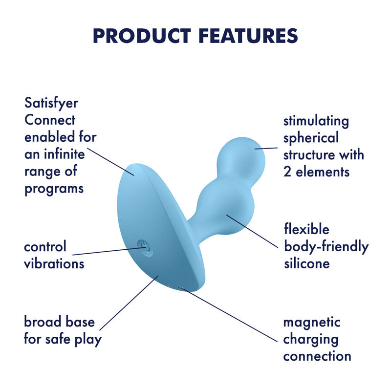 Satisfyer Deep Diver Vibrating Connect App Anal Plug Blue