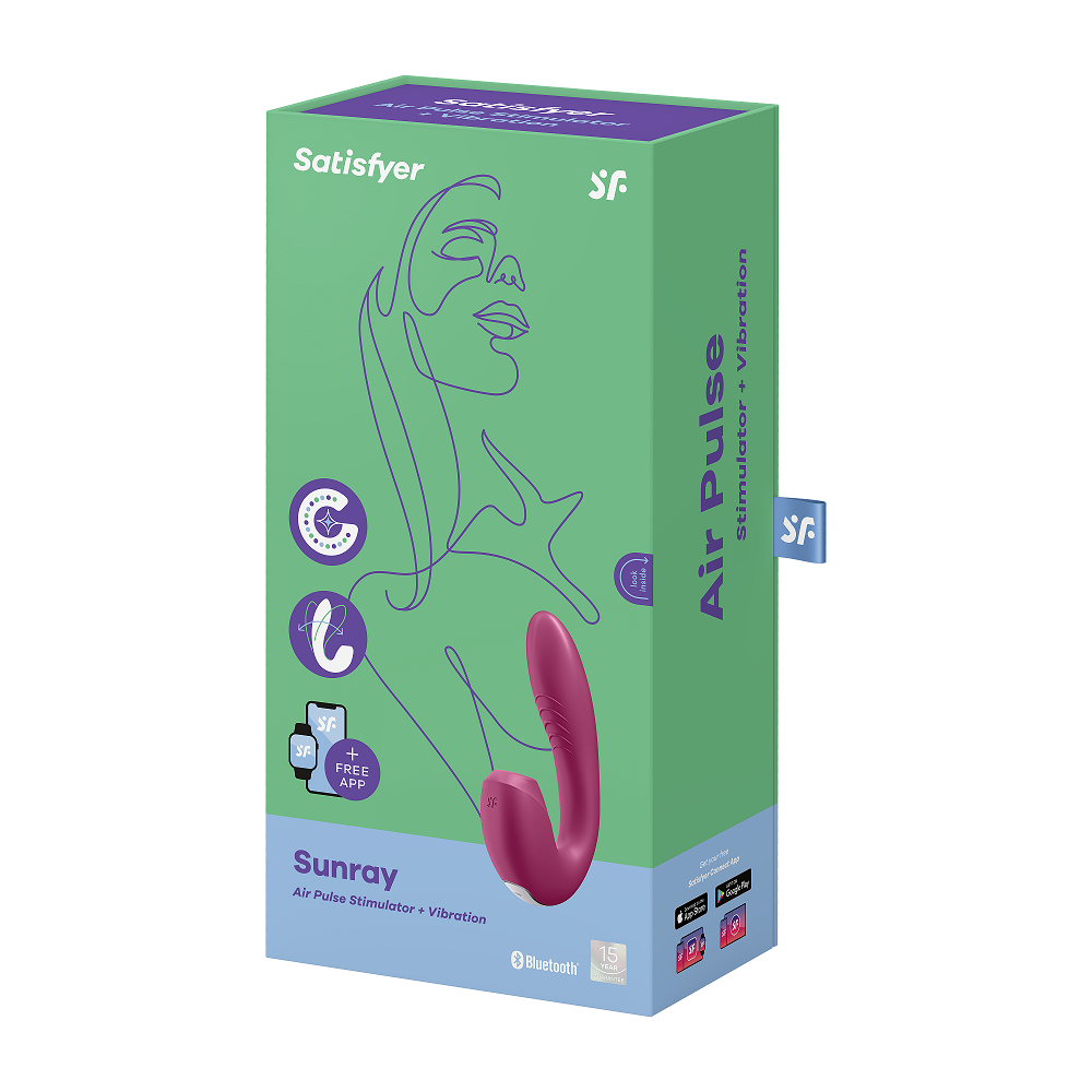 Satisfyer Sunray Berry Silicone Rabbit Air Pulse Stimulator with Vibration and App Control