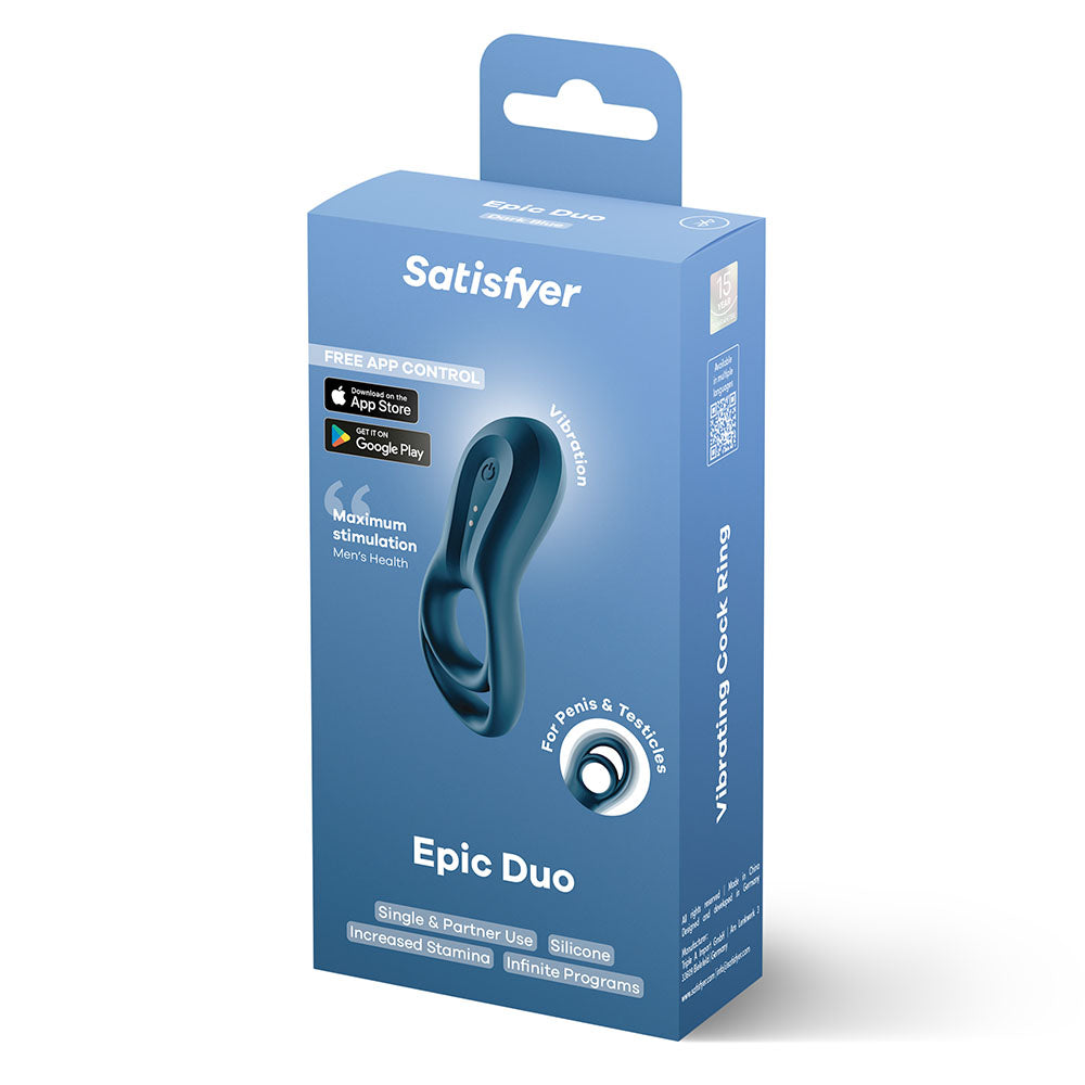 Satisfyer Epic Duo (Black) – Bluetooth App-Controlled Vibrating Cock Ring