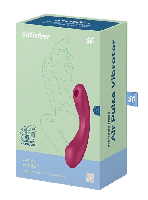 Satisfyer Curvy Trinity 1 Red 3-in-1 Air Pulse, Lay-On, and G-Spot Vibrator