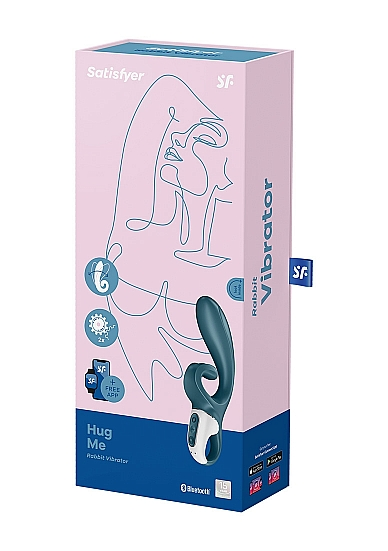 Satisfyer Hug Me Rabbit Vibrator Grey Blue Silicone Waterproof with App Control