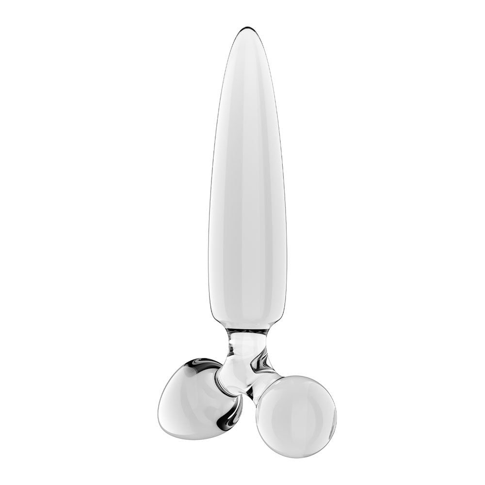 Satisfyer Triple Crystal 1 Transparent – Glass Dildo 21 cm with Two Additional Smaller Plugs