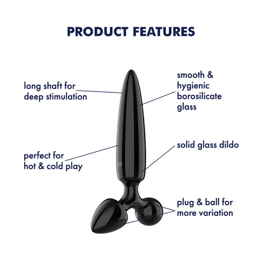 Satisfyer Triple Crystal 1 Black – Glass Dildo 21 cm with Two Smaller Plugs