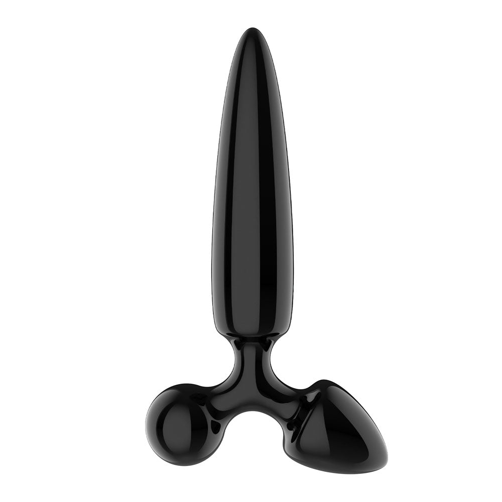 Satisfyer Triple Crystal 1 Black – Glass Dildo 21 cm with Two Smaller Plugs