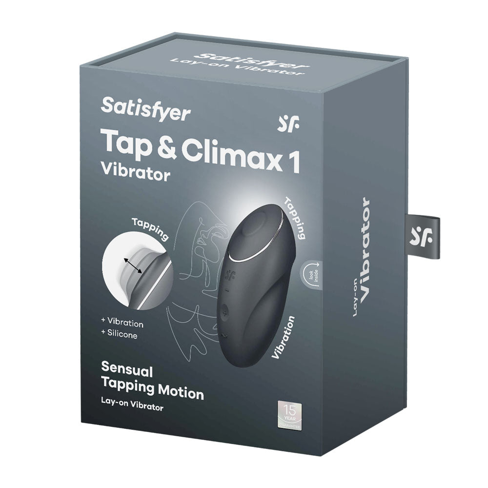 Satisfyer Tap & Climax 1 - Grey Lay-On Vibrator 8.6 Inch