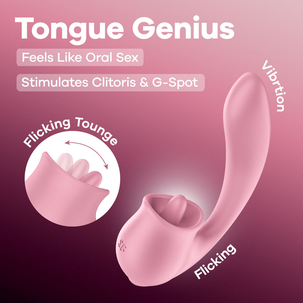 Satisfyer Tongue Genius – USB Rechargeable Flexible Silicone Clitoral and Insertable Vibrator