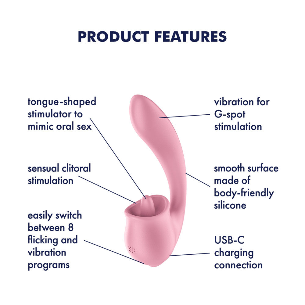 Satisfyer Tongue Genius – USB Rechargeable Flexible Silicone Clitoral and Insertable Vibrator