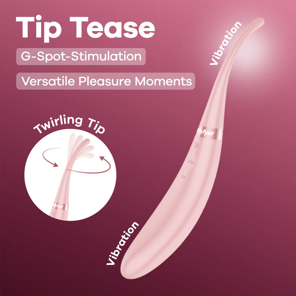 Satisfyer Tip Tease (Rose) – USB Rechargeable Rotating Vibrator with Twirling Tip